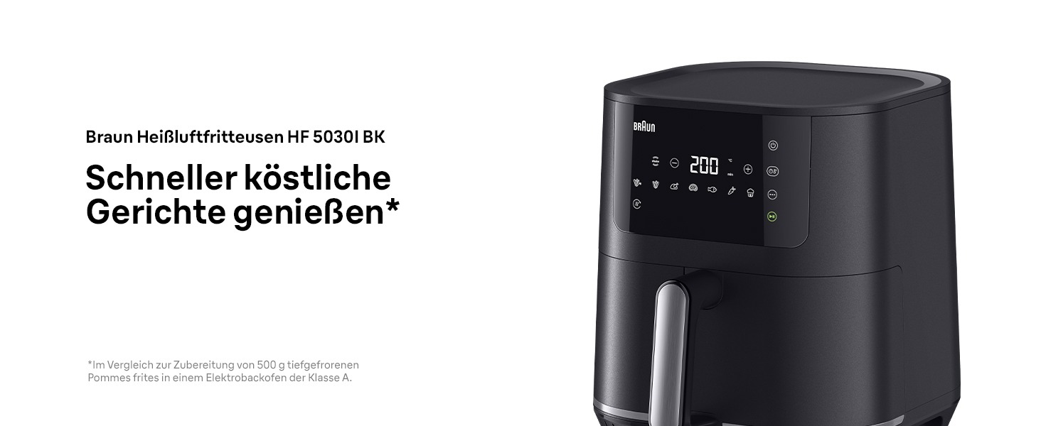 Фритюрниця електрична Braun MultiFry 5 HF5030 6л з технологією RealAir, сенсорне управління, 8 програм, чорна