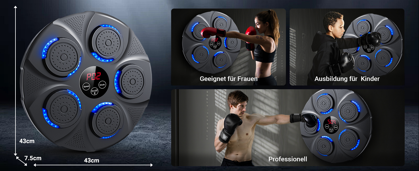 NVKHG Bluetooth Boxing Machine with Music - Portable Electronic Punching Bag for Adults & Kids with Boxing Gloves - Ideal Home, Office, Gym Equipment - XL
