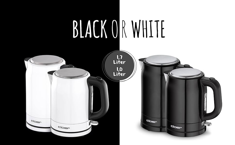 Електричний чайник Cloer 4511, 1.7 л, чорний, нержавіюча сталь, 2200 Вт, з індикатором рівня води, захистом від сухого кипіння та перегріву