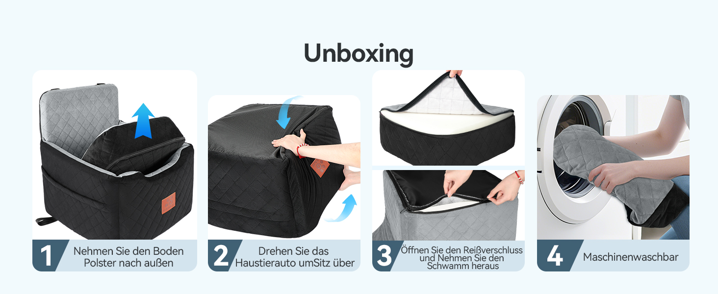 Автокрісло для собак, чорне, до 15 кг, з двома ременями безпеки, знімний та миючий чохол