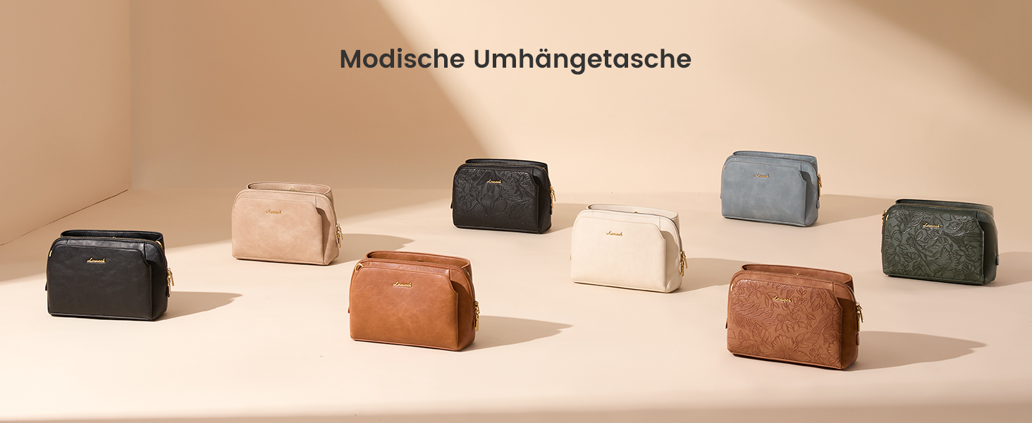 Сумка жіноча LOVEVOOK через плече, бежева: кросбоді, сумка середнього розміру, RFID-захист, 2 ремені 25x15x9 см