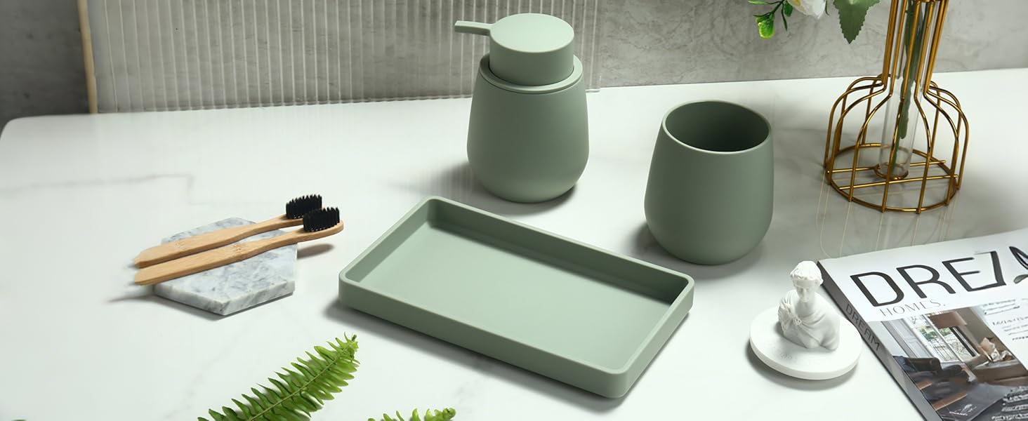 Сучасний набір для ванної кімнати AJEUNGAIN сірого кольору: мильниця, стакан для зубної пасти, піднос. Організатор для ванної кімнати (сірий). 3 предмети