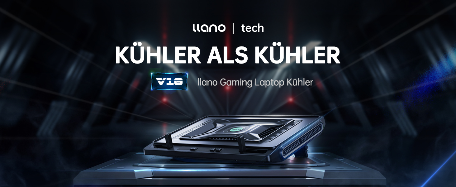 Підставка охолодження для ноутбука RGB з потужним вентилятором 4.72'', швидке охолодження для комп'ютерів 13-17,3'', керування клавішами, 3 регульовані підставки, 4-портовий USB C&A, чорний