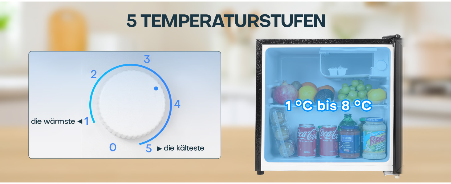 Upstreman 46L Mini Fridge with Freezer Compartment, Temperature Control, Energy Efficient, Quiet, 1-Door Beverage Refrigerator, Stainless Steel - FR17