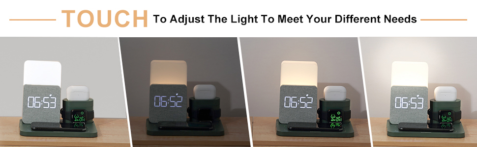 Бездротовий зарядний пристрій COLSUR 3 в 1: зарядка, нічник, будильник (зелений)