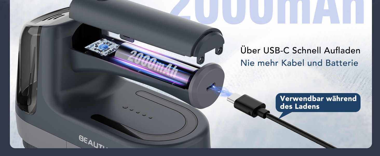 Електричний видальник ворсу Beautural - 3 швидкості, 6 лез, 1800mAh, LED, для одягу, меблів, ковдр, ворсу (сірий)