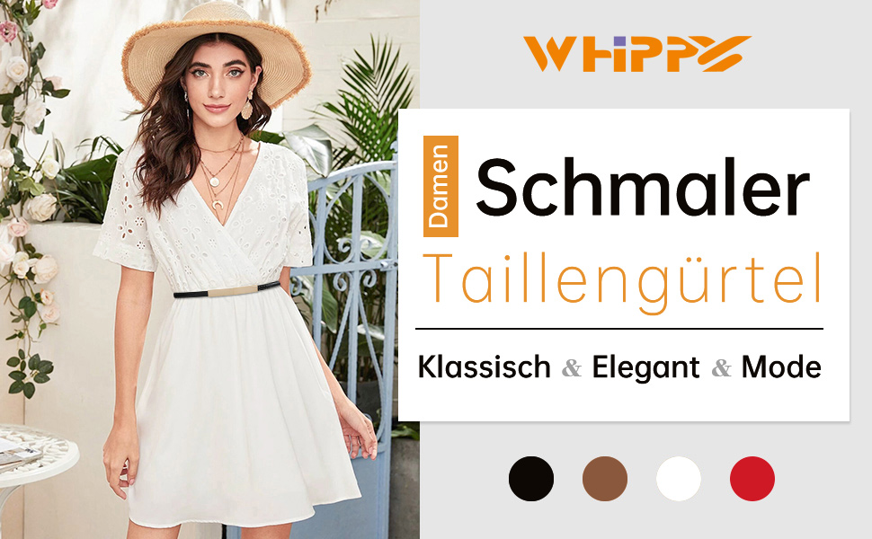 Жіночий вузький шкіряний ремінь WHIPPY з золотистою пряжкою, 105 см (для талії до 95 см)