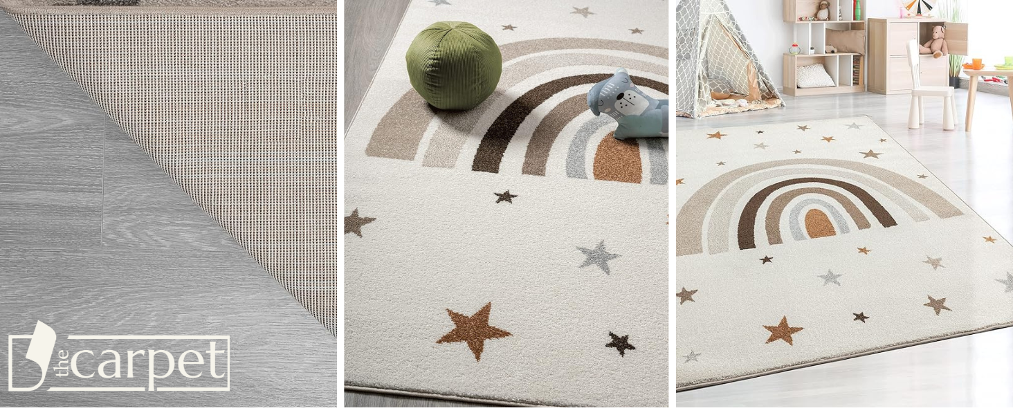 Дитячий килим Beat Kids сучасної колекції, м'який ворс, бежевий з крапками, 120x170 см