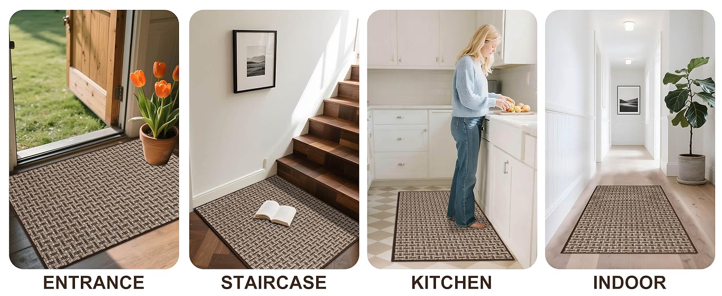 Килимок для дому 41x61 см, антиковзаюча підлога, для входу, коричневий