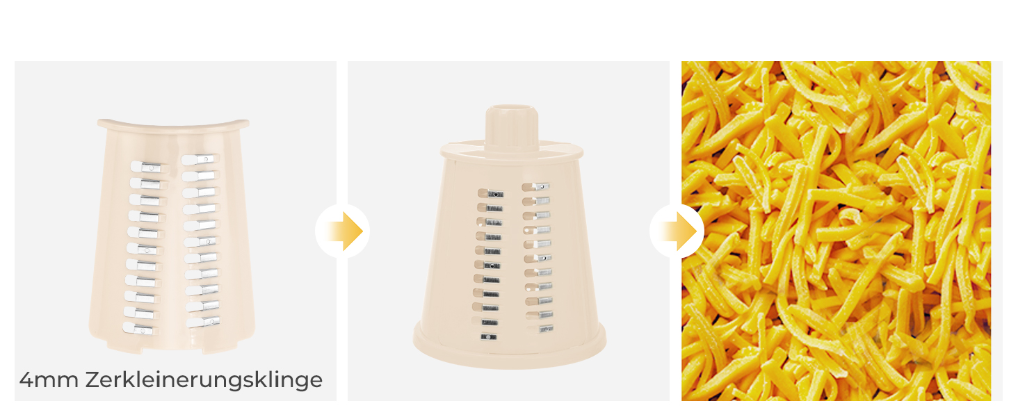 Тертка для овочів STEAS з ручкою - терка для сиру, овочів, фруктів з 5 насадок, міцним присоском, контейнером для ножів (Бежева)