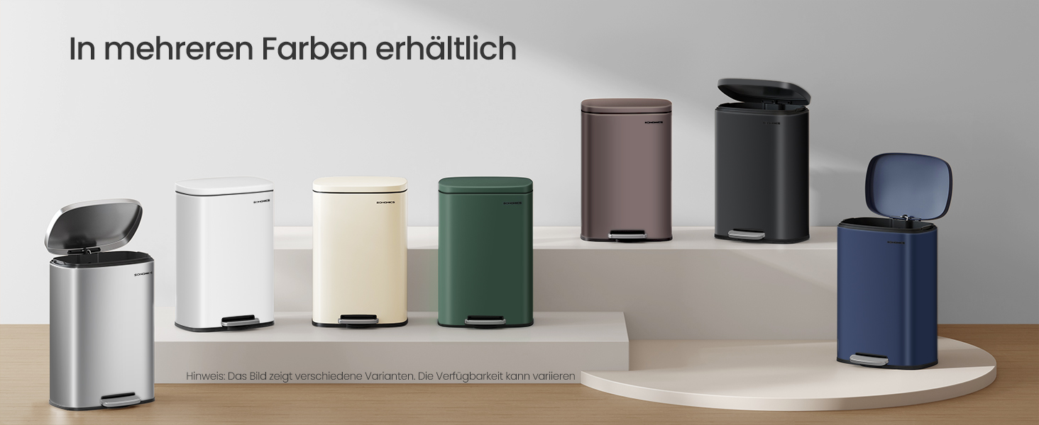 Відро для сміття SONGMICS 50 л з педальним механізмом, з м'яким закриттям, сталеве, з внутрішнім відром, біле