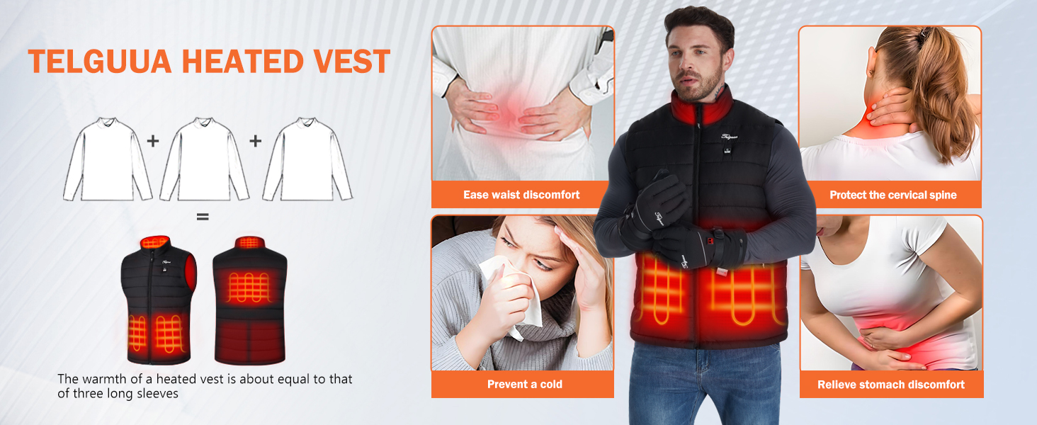Обогреваемая жилетка для мужчин Telguua с Powerbank 12000mAh, USB, 3 температурні режими, 4 зони обігріву, для катання на лижах та роботи на вулиці, чорний