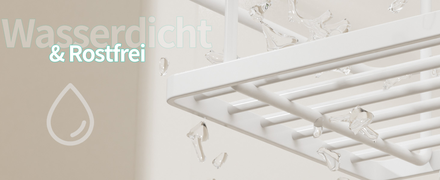 Настінна поличка для душу HapiRm з 4 гачками - органайзер для шампуню та засобів для душу, білий