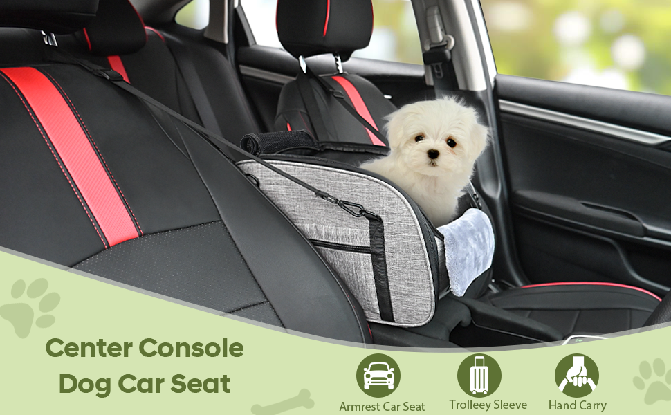 Автокрісло для собак Petzauber - зручне автокрісло для маленьких та середніх собак, сірого кольору, з подвійним ременем безпеки та неслизьким дном