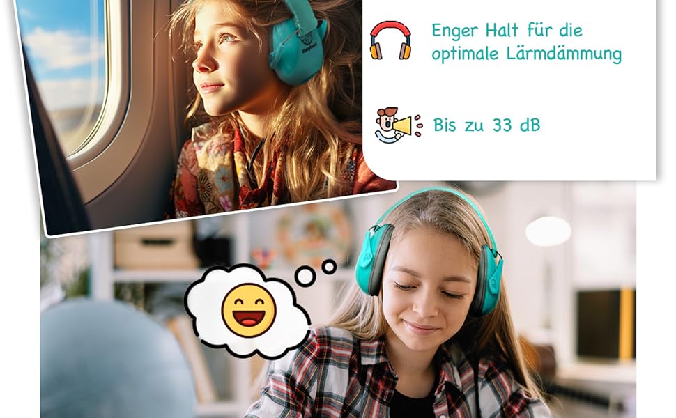 Навушники для дітей - захист від шуму, рожевий (м'ятно-зелений)