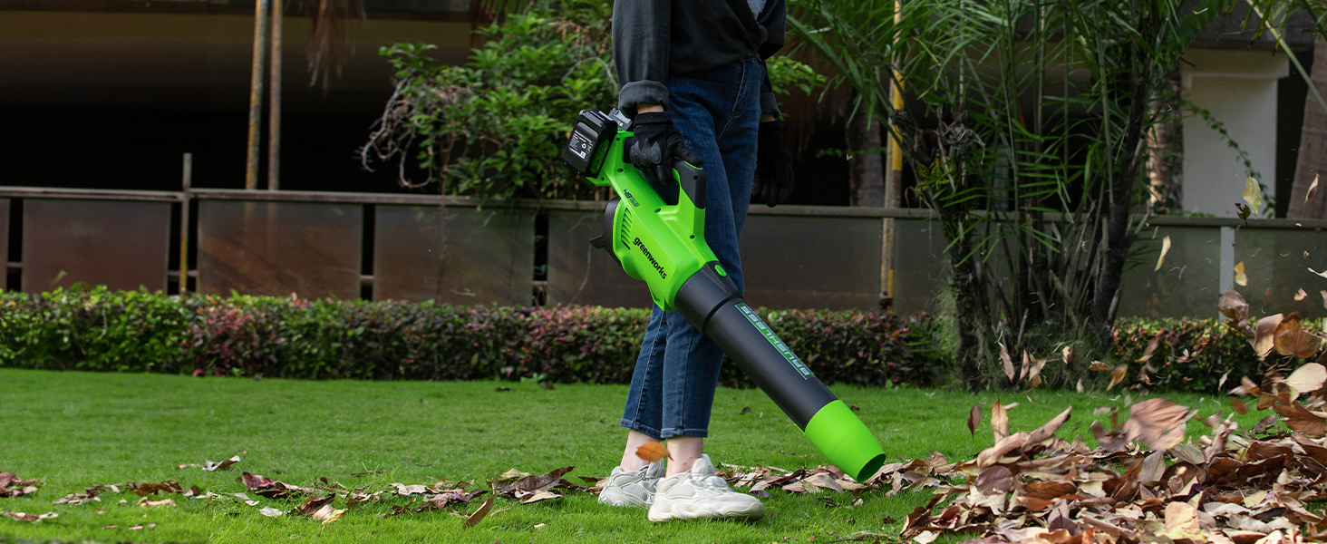 Акумуляторний повітродув Greenworks 48В (2x24В), безщітковий двигун, турборежим, 217 км/год, 16,4 м³/хв, без батарей і зарядного, 3 роки гарантії, GD24X2AB