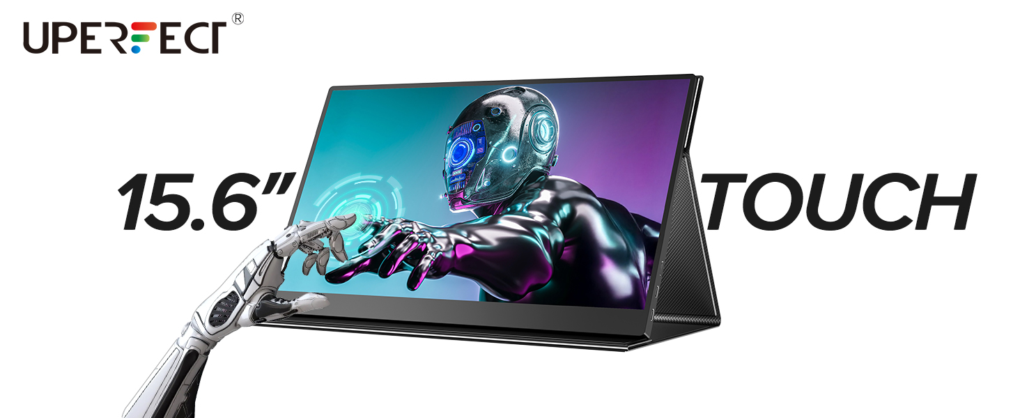 UPERFECT Портативний монітор з сенсорним екраном 15.6' FHD, 125% sRGB, матове покриття, 2000:1 контрастність, VESA, Dual USB-C, для ноутбука/телефону/ігрової консолі
