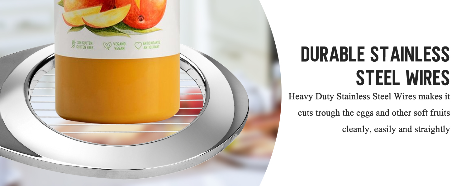 Ніж для яєць BIBURY з нержавіючої сталі 2-в-1, професійний слайсер для яєць, грибів, м'яких фруктів (безпечний для миття у посудомийній машині)