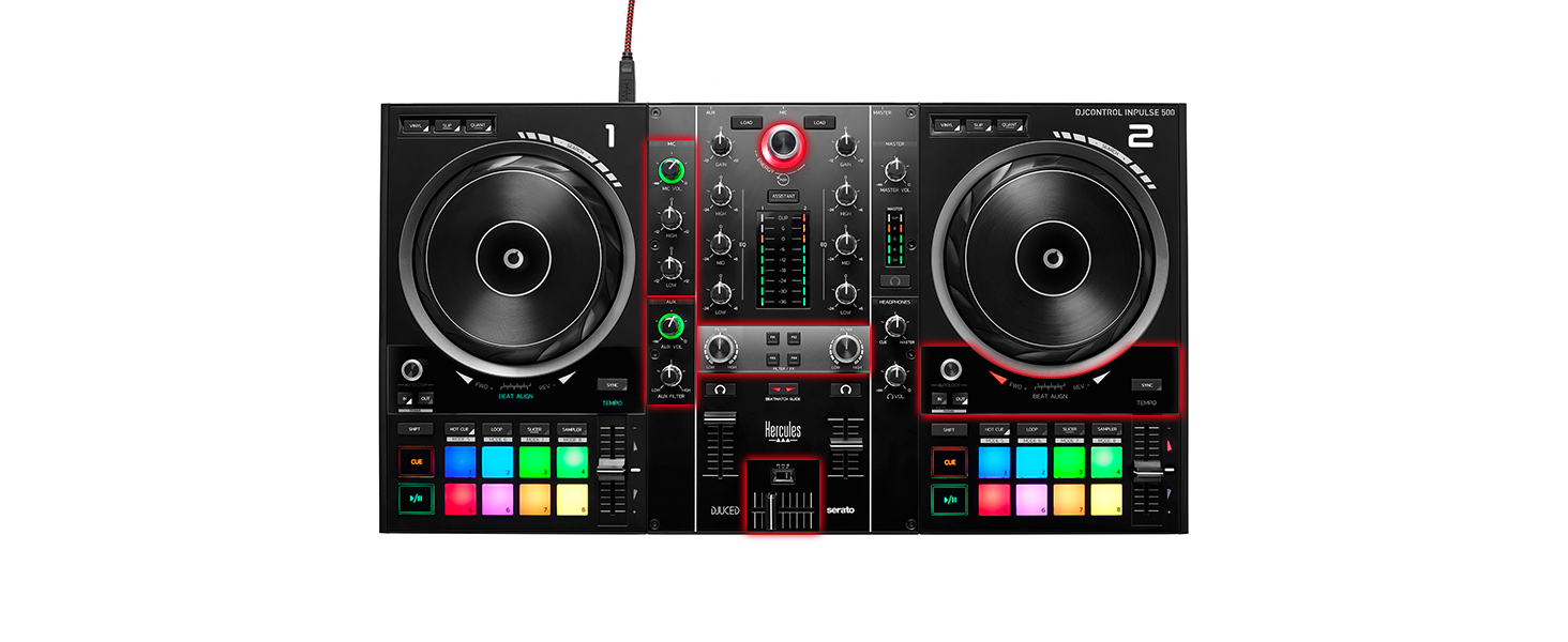 DJ контролер Hercules DJControl Inpulse 500 - 2-Deck USB контролер для Serato DJ Lite та DJUCED