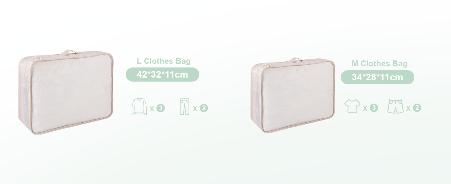 Органайзер для валізи BillyBath: Набір для подорожей (8 шт., A-beige)