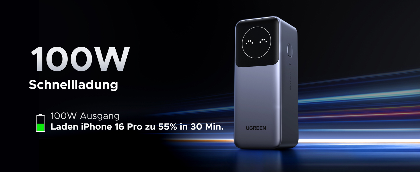 Power Bank UGREEN Nexode 12000mAh 100W з 2 портами, цифровим дисплеєм, USB-C PD 3.0, сумісний з iPhone, Galaxy, iPad та іншими пристроями