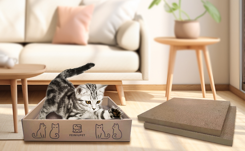 Набір когтеточок для котів (3 шт.): велика когтеточка з будиночком, довговічна двостороння гофрокартонна поверхня, іграшка для дому, безпечна та чиста