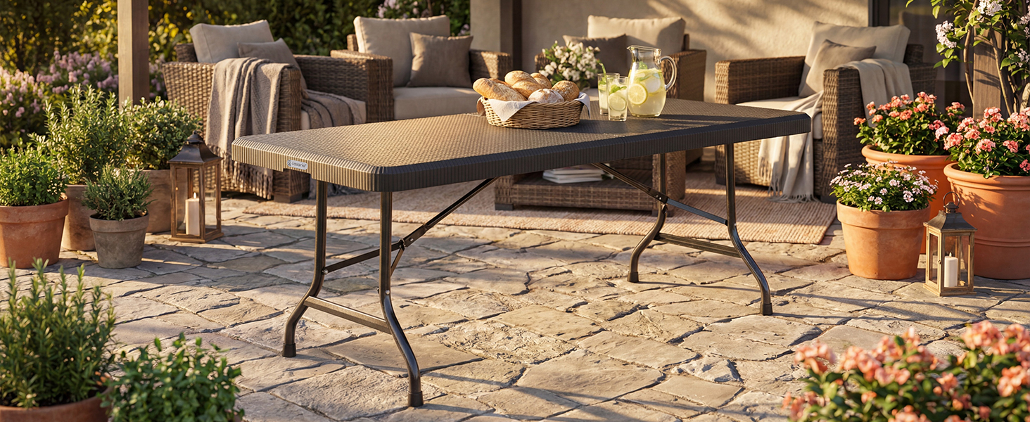 Садовий стіл Casaria® 183x76 см, складний, білий - для саду, тераси, кемпінгу