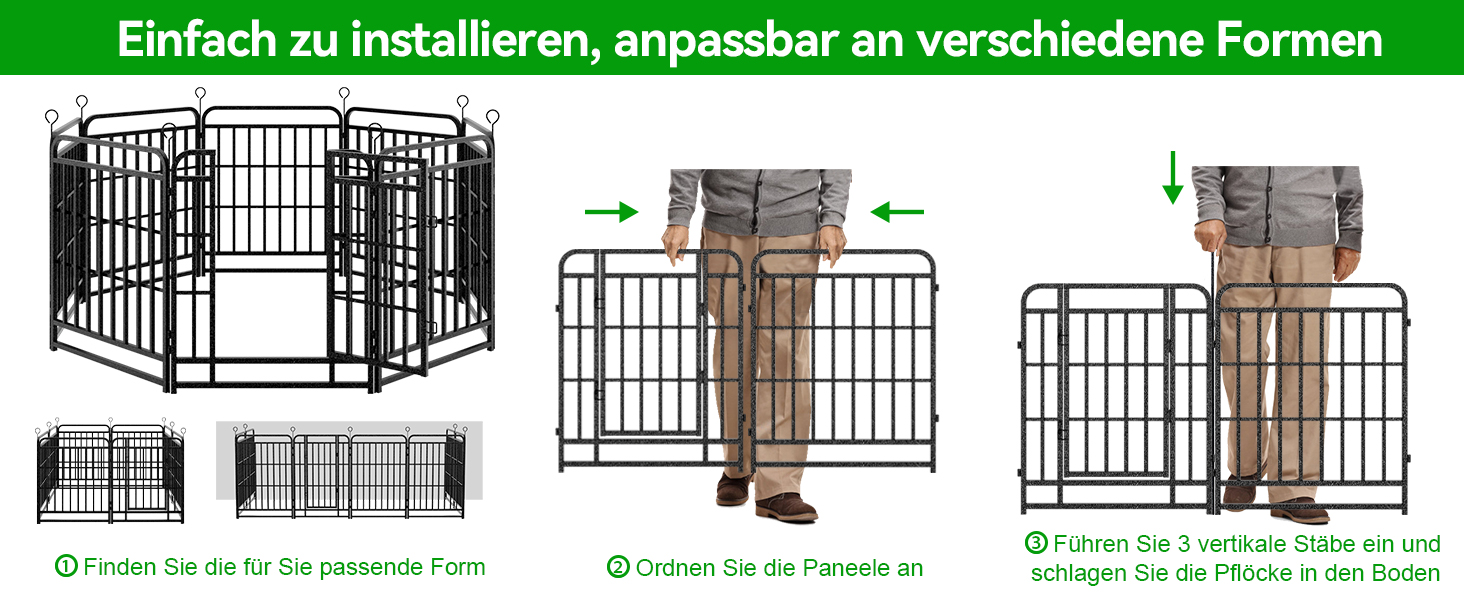 Вольєр для цуценят 544 см, 80 см у висоту, 8-секційний складний вольєр для тварин з дверцятами, вольєр для собак, котів, кроликів, для саду, збірка без інструментів, 8 секцій