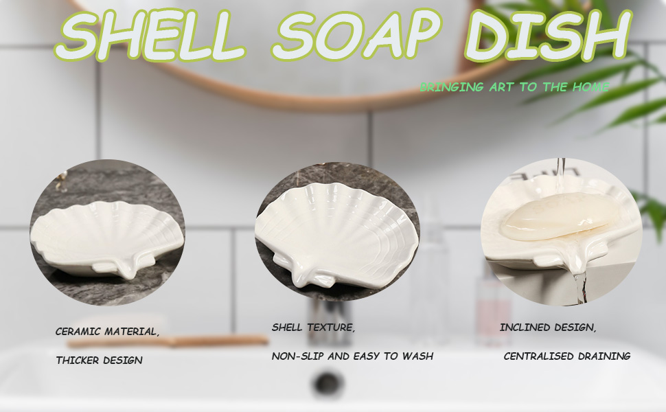 Керамічна мильниця з піддоном CHENKEE, 1 шт. Біла мильниця для душу, ванни, кухні, мийки