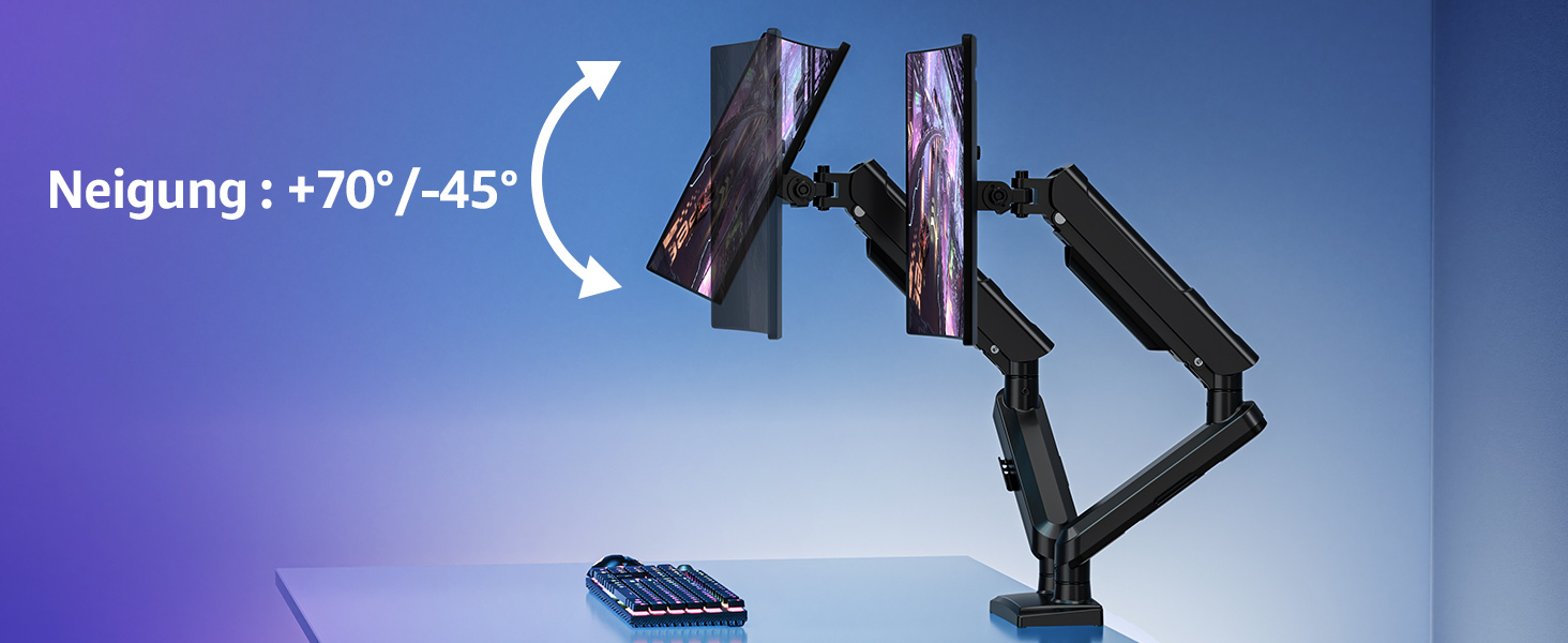 Тримач для монітора ELIVED EV6012W для 2 моніторів (13-32 дюйми), чорний, VESA 75/100mm, газ-амортизатор, регульований