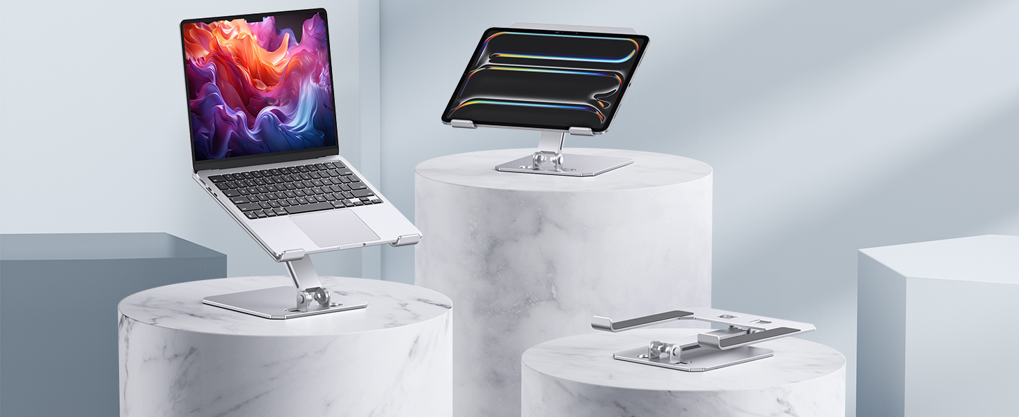 Підставка для ноутбука OMOTON, алюміній, регульована висота, ергономічна, складна, для MacBook Pro/Air (11-16 дюймів), срібна