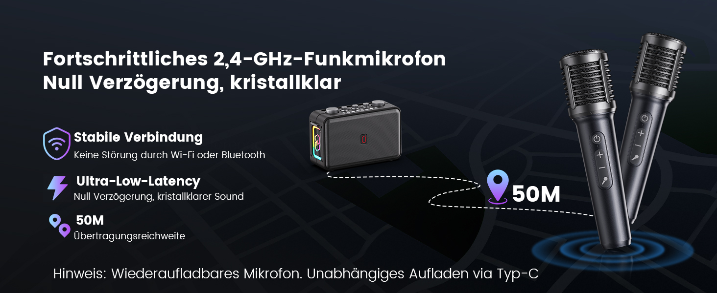 Караоке-система HWWR MS81 з 2 мікрофонами Bluetooth 5.3, підтримка USB/TF-карти/AUX, функція запису, для дому та вечірок, чорний колір