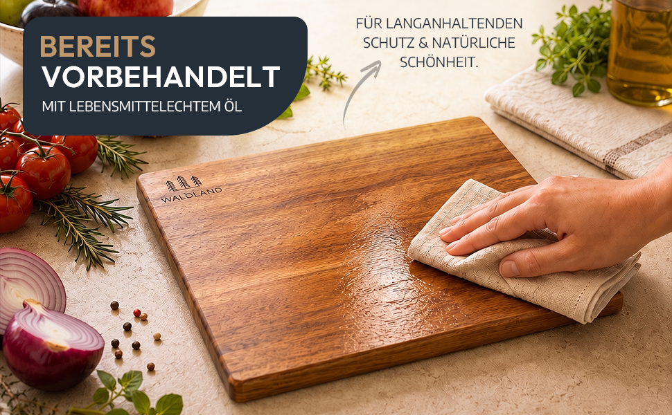 Набір дерев'яних дощок для сніданку та нарізки WALDLAND з акації, 5 шт. (23 x 16 x 1.5 см) з підставкою
