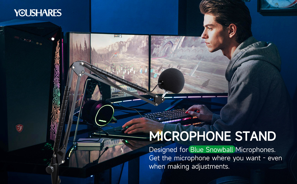 Кріплення для мікрофона Blue Snowball iCE, Popschutz та гнучкий канал для кабелів, сумісний з кріпленням Blue Snowball від YOUSHARES