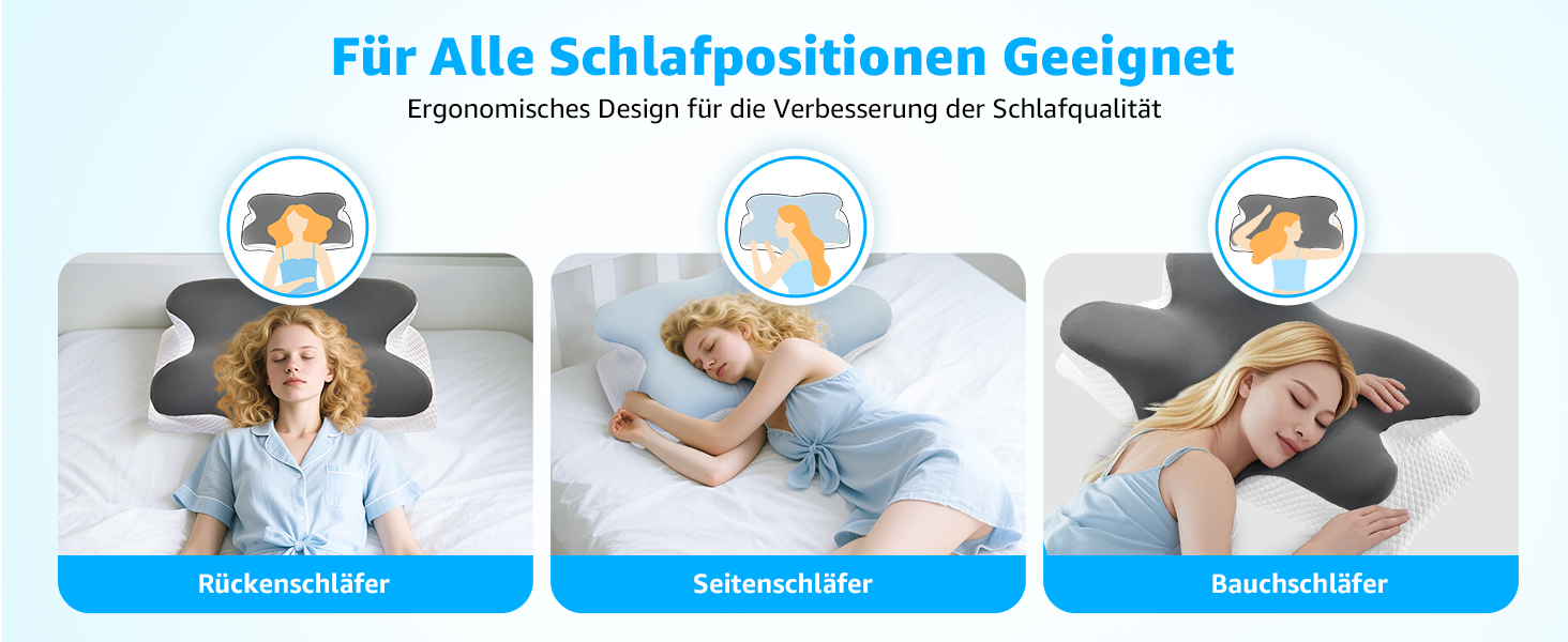 Подушка для шиї BRO з Memory Foam, 60x40x13 см. Ергономічна подушка для сну на боці, спині та животі. 2 чохли, для зняття болю в шиї.