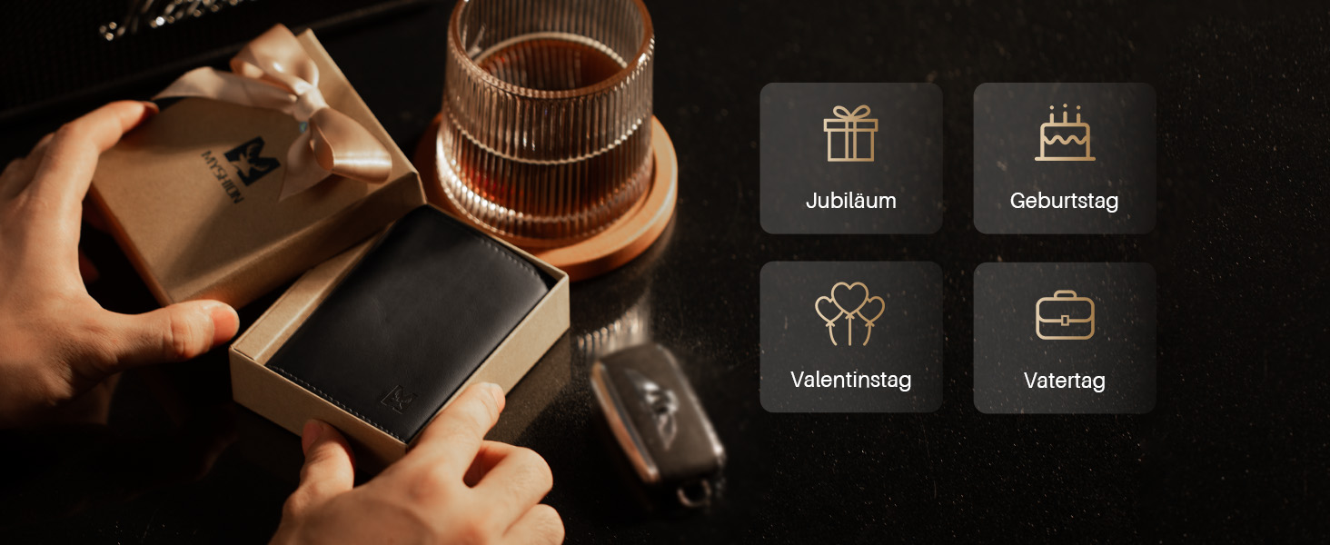 Чоловічий гаманець з RFID-захистом та відділенням для монет, Smart Wallet з вікном для документів, шкіряний гаманець для карт (чорно-червоний)