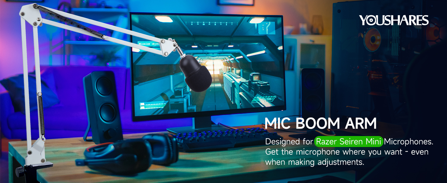Тримач мікрофона YOUSHARES для Razer Seiren Mini/V3 Mini - професійний кріплення з поп-фільтром для геймінгу, стрімінгу та подкастингу