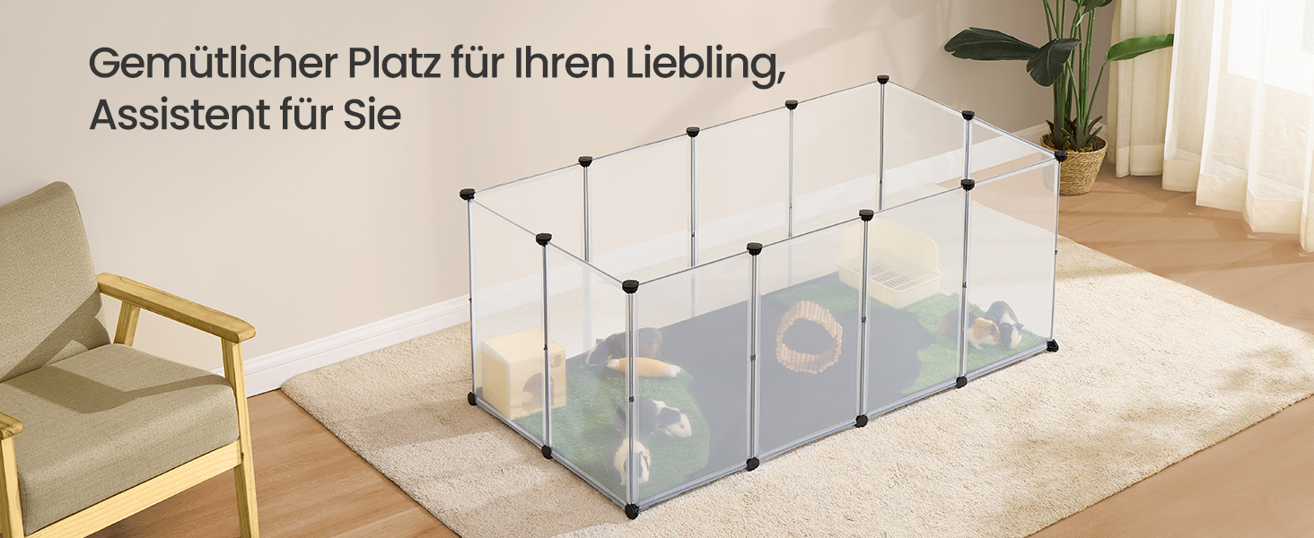 Клітка для дрібних тварин SONGMICS LPC012W01 з піддоном, біла, 143 x 73 x 46 см