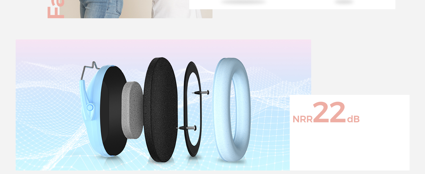 Навушники для захисту від шуму ProCase для дітей, блакитні, регульовані, NRR 22 dB