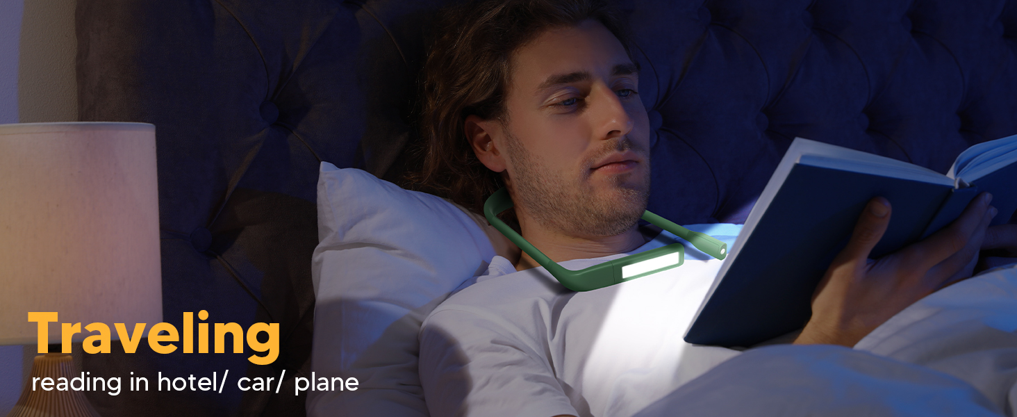 LED лампа на шию для читання Buch: світло для книги, в'язання, рукоділля (зелена). 3 режими освітлення