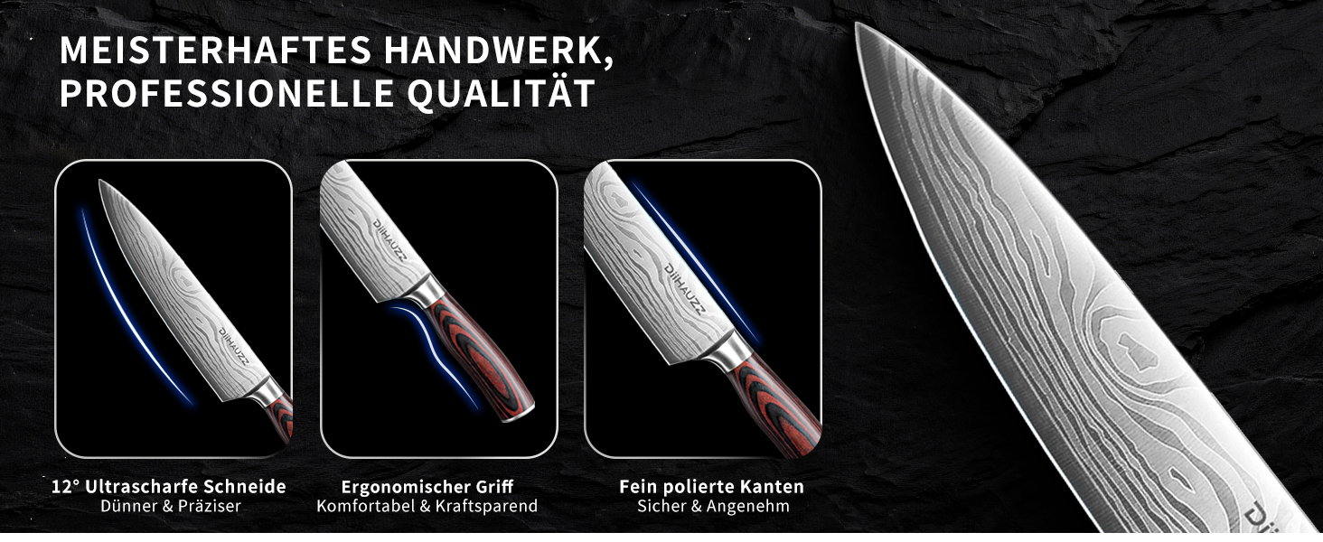 Професійний ніж для м'яса Kochmesser 20 см з нержавіючої сталі 5Cr15MoV, кухонний ніж з ергономічною ручкою, універсальний ніж для нарізки