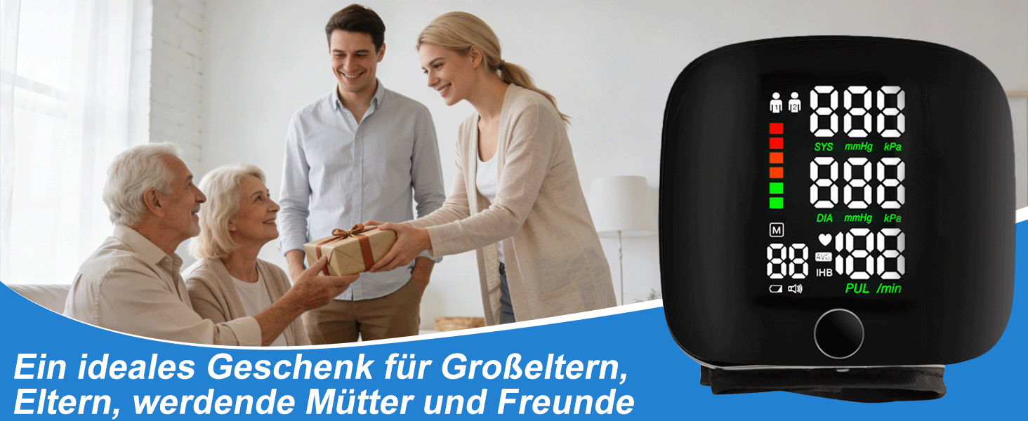 Тонометр на зап'ясті ADDLIVE Digital - точний вимір артеріального тиску з LCD-дисплеєм та пам'яттю на 99 показників, автоматичне озвучування (німецька мова)