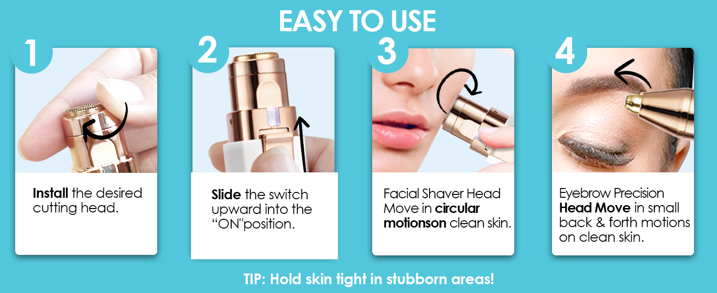 Тріммер для обличчя та брів 2-в-1 VG VOGCREST з LED-підсвічуванням - безболісне гоління обличчя, губ та тіла