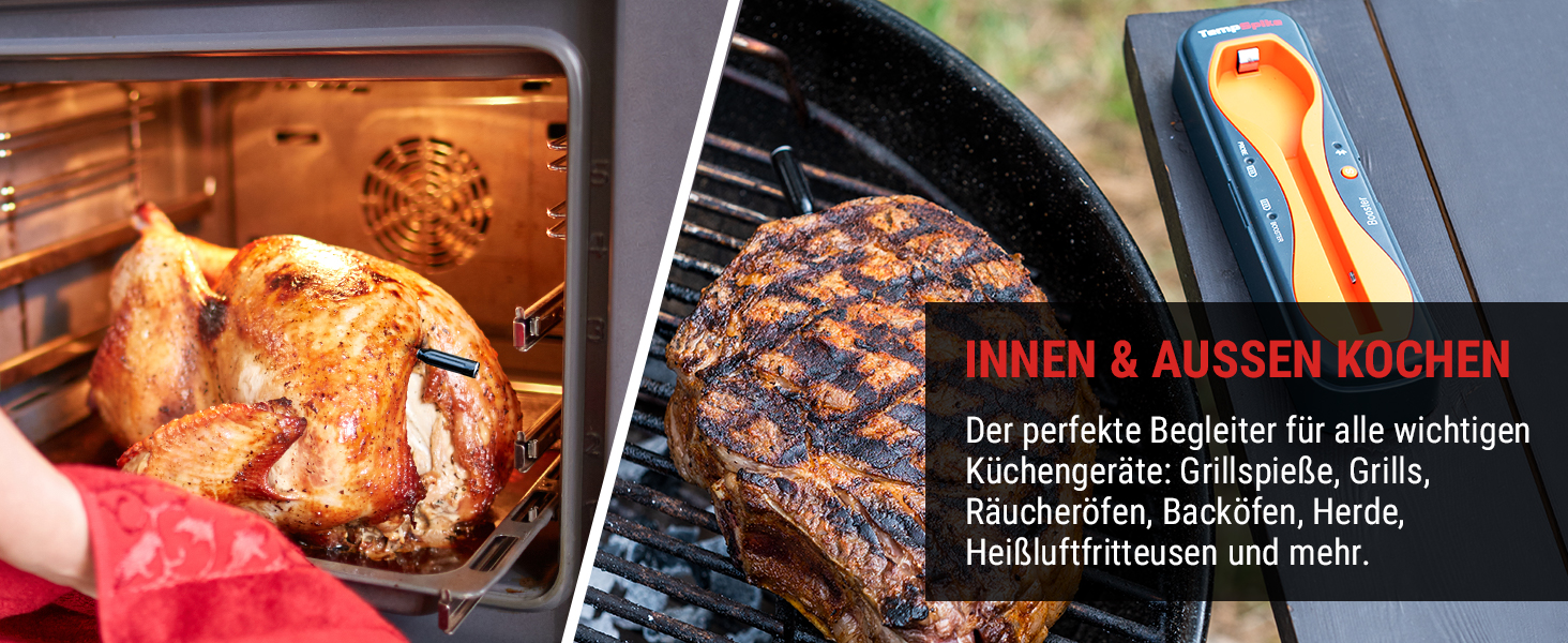 Бездротовий термометр для м'яса ThermoPro TempSpike Bluetooth 150м, IP67, для гриля, духовки, мангала, ротісерії, фритюрниці