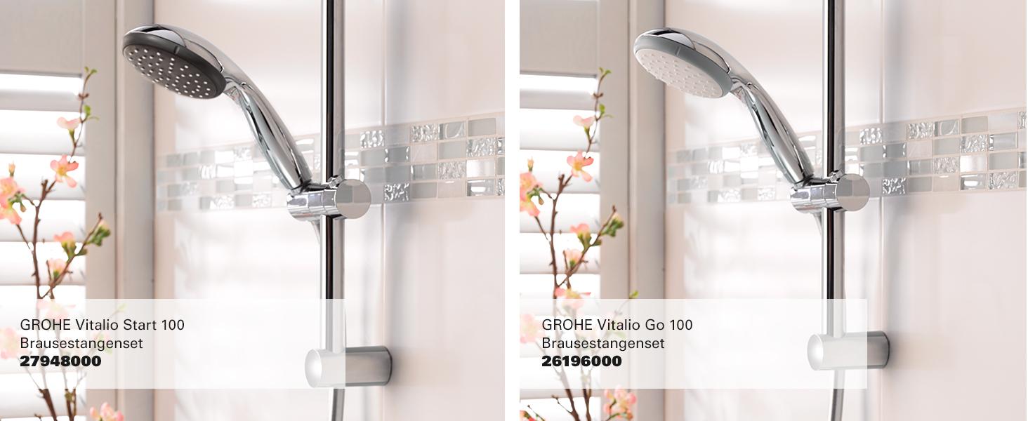 Ручний душ GROHE Vitalio Start 100 - водозберігаючий, 2 струмені, універсальне кріплення, хром, 27946000