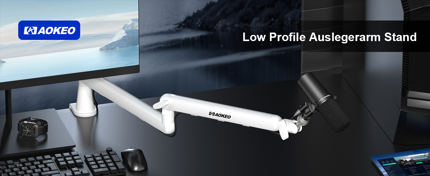 Кріплення для мікрофону Aokeo AK-55 – низькопрофільний тримач для HyperX, Elgato, Shure, Blue Yeti та інших мікрофонів