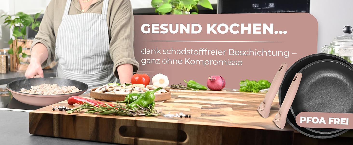 Набір сковорідок TRAUMLEBEN Neu 2-кількісний (24, 28 см) з знімними ручками, антипригарне покриття, PFOA-free, для індукції, для духовки, сковорода з покриттям, сковорода для смаження та універсальна (Рожевий, 28 см)