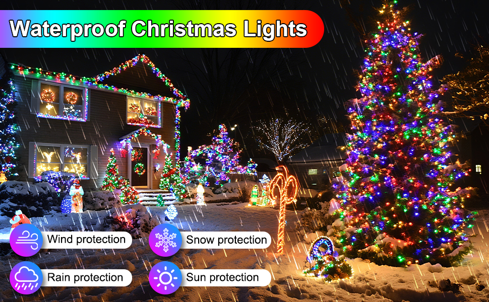 Гірлянда святкова LED 10 метрів, 100 світлодіодів, з пультом дистанційного керування, 8 режимів, вологостійка, для декору саду, вечірки, тераси, балкону (багатокольорова)