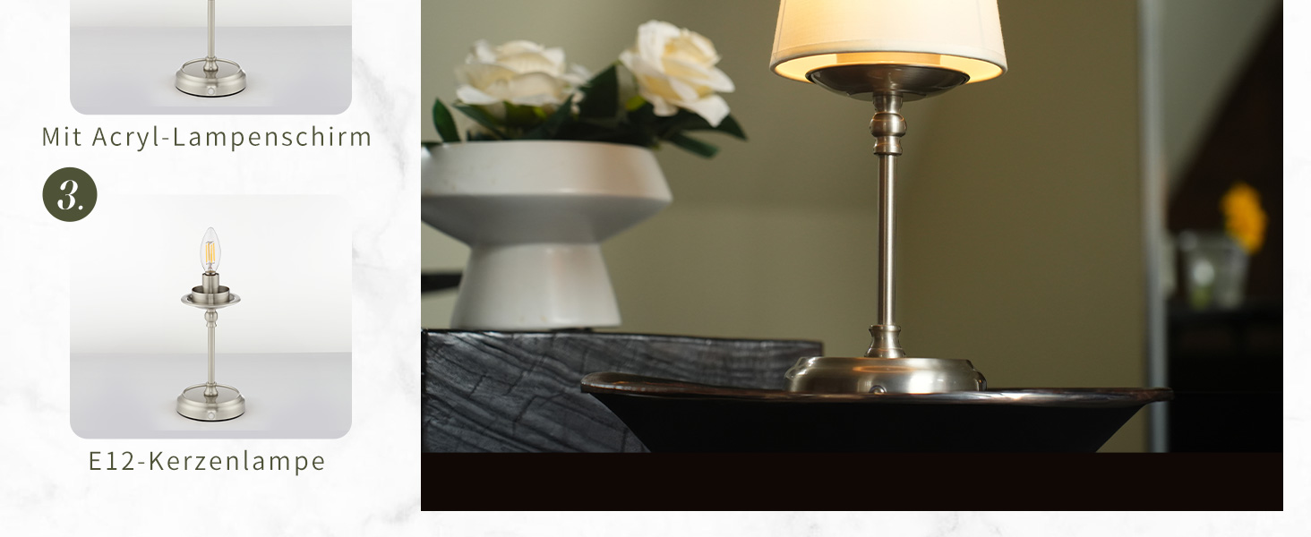 Нічник бездротовий акумуляторний Wiederaufladbare для вітальні, спальні, їдальні - Gold (з лампочкою, димування, сенсорне управління, 5200 mAh)