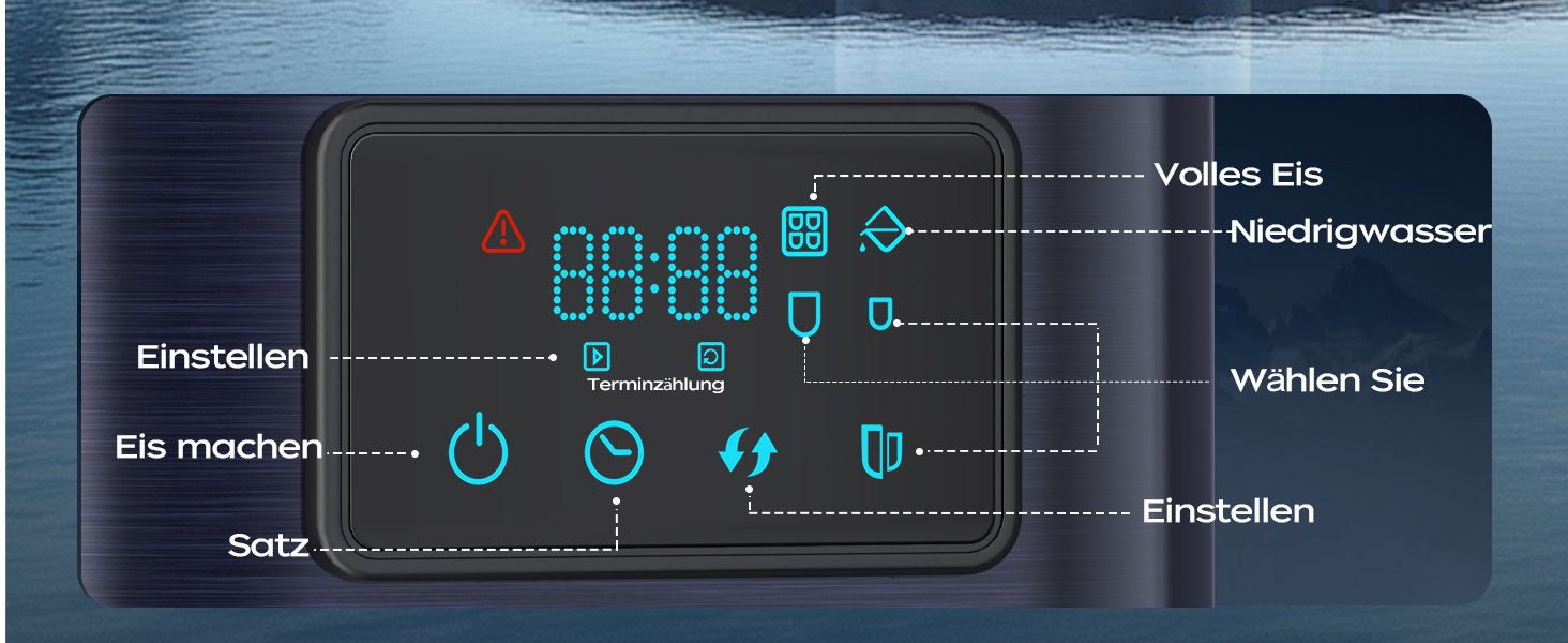 Машина для приготування льоду KeeGone з нержавіючої сталі з LED-дисплеєм, 2L бак, лопатка та кошик, 2 розміри кубиків льоду, для кухні, офісу, бару та вечірки (темно-сірий)